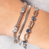 Crystal and Paperclip Adjustable Chain Bracelet