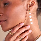 Coin Pearl Linear Earring