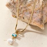 Coin Pearl Drop Pendant Necklace