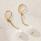 Coin Pearl Lever Back Earring