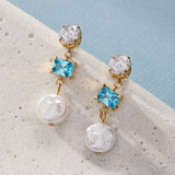 Coin Pearl Triple Drop Earring