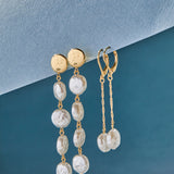 Coin Pearl Lever Back Earring
